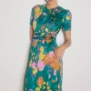 Current Air Midi Dresses-Brooklyn Floral Midi Dress GREENFLORAL