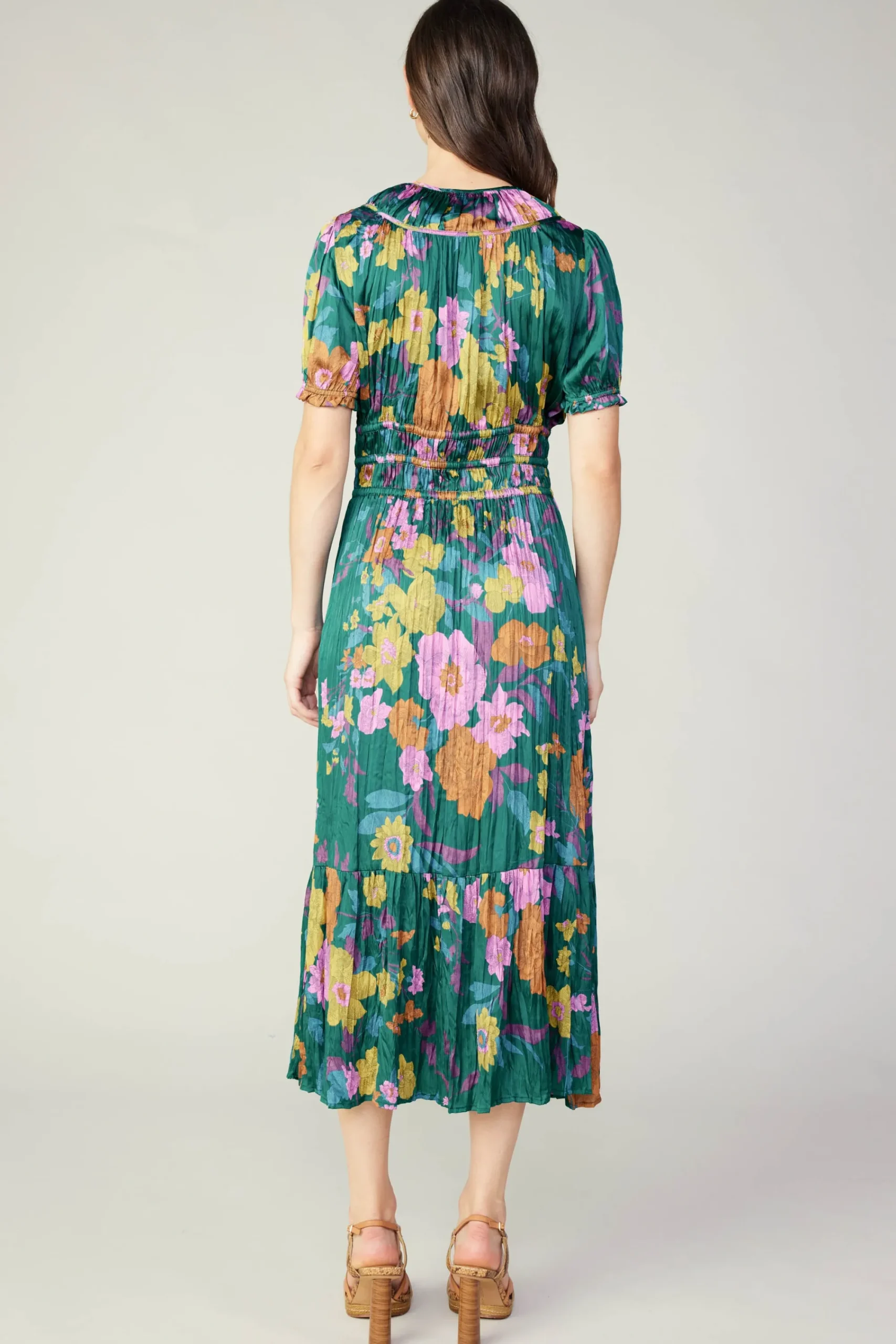 Current Air Midi Dresses-Brooklyn Floral Midi Dress GREENFLORAL