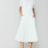 Current Air Midi Dresses-Brooklyn Poplin Midi Dress WHITE