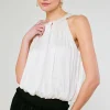 Current Air Sleeveless Tops-Bubble Hem Blouse CREAM