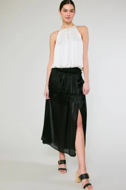 Current Air Sleeveless Tops-Bubble Hem Blouse CREAM