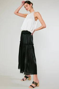 Current Air Sleeveless Tops-Bubble Hem Blouse CREAM