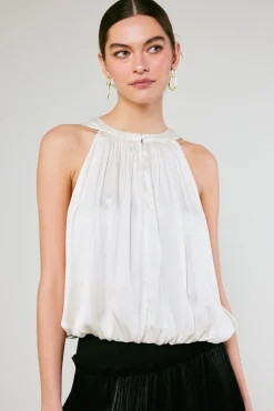 Current Air Sleeveless Tops-Bubble Hem Blouse CREAM