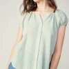 Current Air Sleeveless Tops | Short Sleeve Tops-Buttoned Cotton Blouse LIGHTSAGE