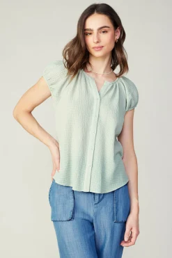 Current Air Sleeveless Tops | Short Sleeve Tops-Buttoned Cotton Blouse LIGHTSAGE
