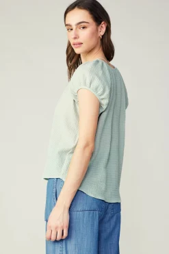 Current Air Sleeveless Tops | Short Sleeve Tops-Buttoned Cotton Blouse LIGHTSAGE
