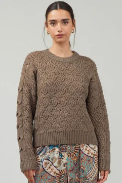 Current Air Knitwear | Sweaters-Cable Knit Sweater COCOA
