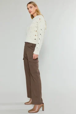 Current Air Knitwear | Sweaters-Cable Knit Sweater IVORY