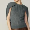 Current Air Sweaters-Cape Layered Sweater Top GREY