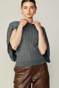 Current Air Sweaters-Cape Layered Sweater Top GREY