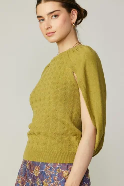 Current Air Sweaters-Cape Layered Sweater Top OLIVEMUSTARD