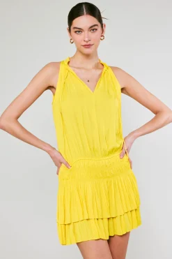 Current Air Mini Dresses-Cara Pleated Mini Dress SUNNYYELLOW