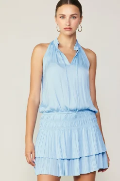 Current Air Mini Dresses-Cara Pleated Mini Dress PASTELBLUE