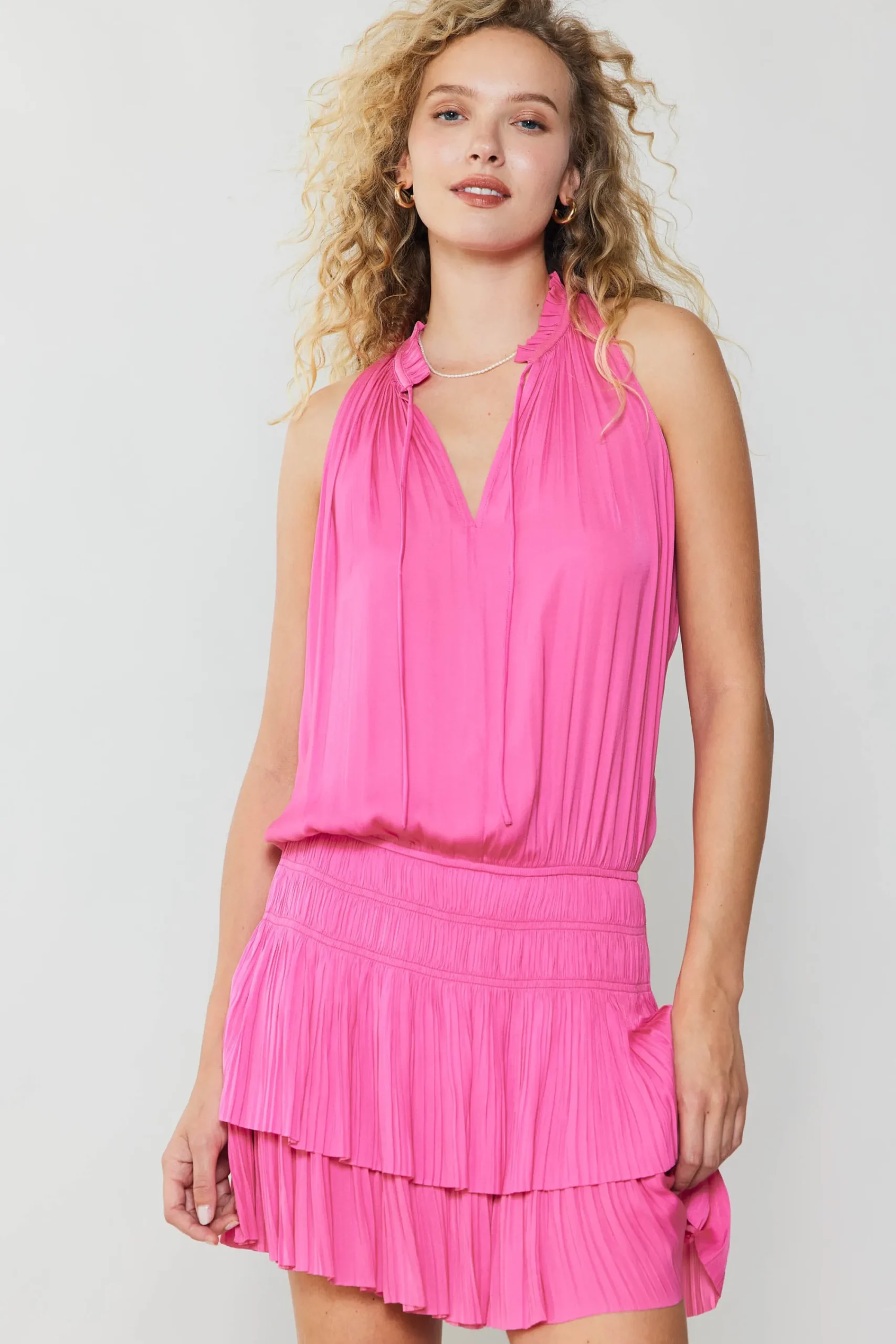 Current Air Mini Dresses-Cara Pleated Mini Dress AZALEA