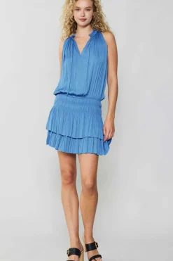 Current Air Mini Dresses-Cara Pleated Mini Dress FADEDBLUE