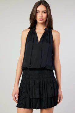 Current Air Mini Dresses-Cara Sleeveless Pleated Mini Dress BLACK