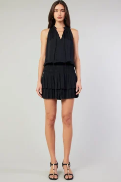 Current Air Mini Dresses-Cara Sleeveless Pleated Mini Dress BLACK