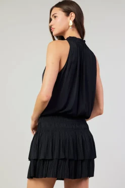 Current Air Mini Dresses-Cara Sleeveless Pleated Mini Dress BLACK