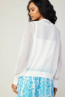Current Air Knitwear | Cardigans-Cardigan Cami Set WHITE