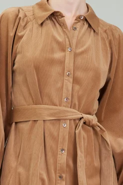 Current Air Mini Dresses-Carmel Corduroy Mini Dress LIGHTBROWN