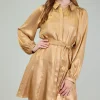 Current Air Mini Dresses-Carmel Metallic Mini Dress GOLD