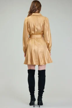 Current Air Mini Dresses-Carmel Metallic Mini Dress GOLD