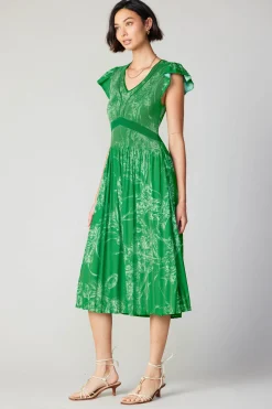 Current Air Midi Dresses-Carolina Pleated Skirt Midi Dress SPRINGGREEN