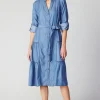 Current Air Midi Dresses-Buttondown Dress CHAMBRAY