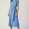 Current Air Midi Dresses-Buttondown Shirt Dress CHAMBRAY