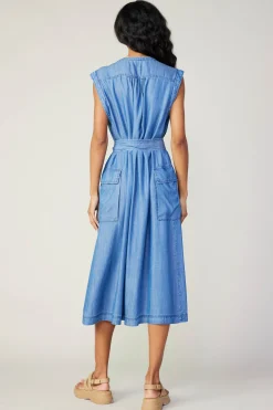 Current Air Midi Dresses-Buttondown Shirt Dress CHAMBRAY