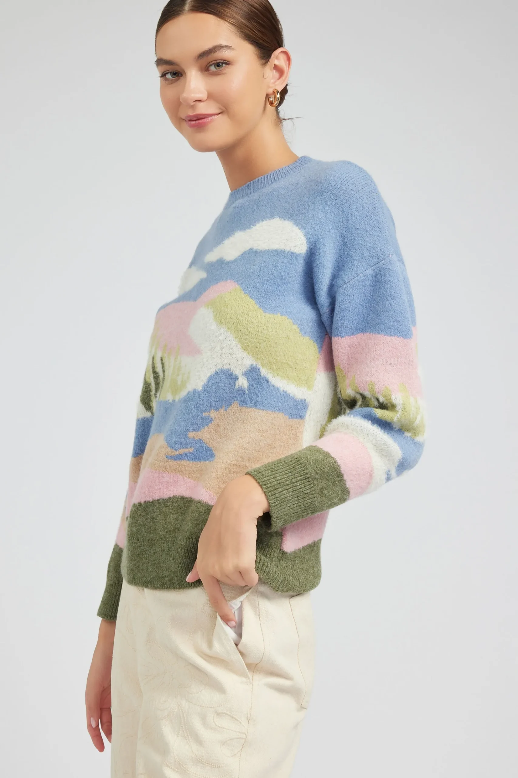 Current Air Knitwear | Sweaters-Cloudy Meadows Sweater BLUEMLT