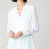Current Air Long Sleeve Tops-Collared Buttondown Shirt WHITE