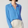 Current Air Long Sleeve Tops-Collared Buttondown Shirt BLUE