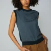 Current Air Sleeveless Tops | Sweaters-Contrast Crewneck Top MIDNIGHTNAVY