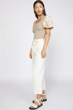 Current Air Short Sleeve Tops | Sweaters-Contrast Floral Sweater Top SAND