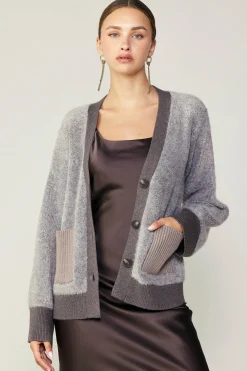 Current Air Cardigans | Sweaters-Contrast Pocket Cardigan COCOAMELANGE