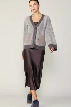 Current Air Cardigans | Sweaters-Contrast Pocket Cardigan COCOAMELANGE