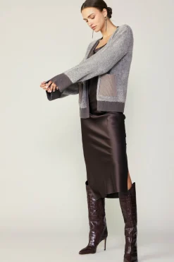 Current Air Cardigans | Sweaters-Contrast Pocket Cardigan COCOAMELANGE