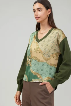 Current Air Knitwear | Sweaters-Contrast Print Sweater Top OLIVEMLT