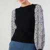 Current Air Knitwear | Sweaters-Contrast Sleeve Sweater Top BLACK