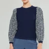 Current Air Knitwear | Sweaters-Contrast Sleeve Sweater Top NAVY