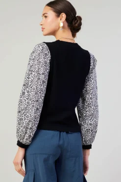 Current Air Knitwear | Sweaters-Contrast Sleeve Sweater Top BLACK