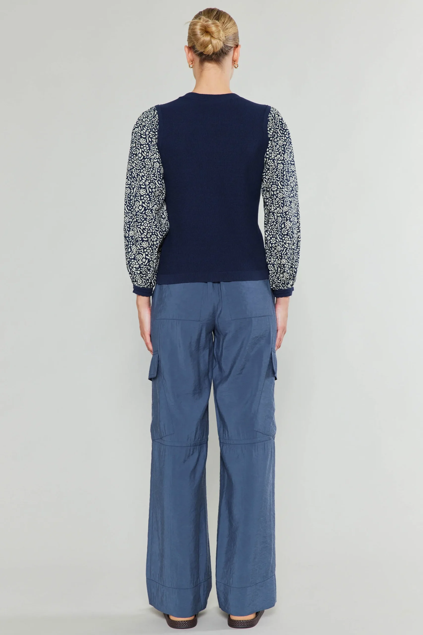 Current Air Knitwear | Sweaters-Contrast Sleeve Sweater Top NAVY