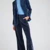 Current Air Pants-Corduroy Pleated Wide Leg Pant DARKBLUE