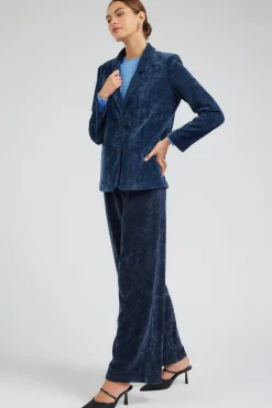 Current Air Pants-Corduroy Pleated Wide Leg Pant DARKBLUE
