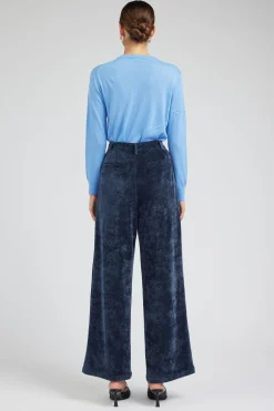 Current Air Pants-Corduroy Pleated Wide Leg Pant DARKBLUE