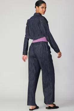 Current Air Coats & Jackets-Cropped Denim Jacket DARKINDIGO