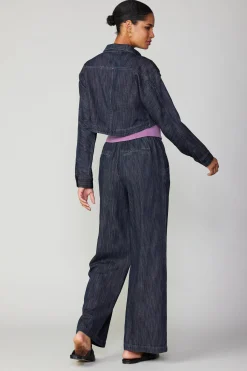 Current Air Coats & Jackets-Cropped Denim Jacket DARKINDIGO