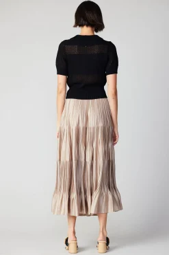 Current Air Knitwear | Short Sleeve Tops-Cropped Knit Top BLACK