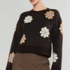 Current Air Knitwear | Sweaters-Daisy Embroidered Sweater BROWN